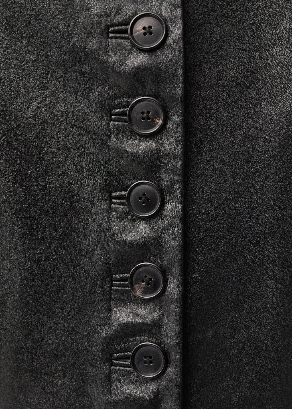 Leather jacket with buttons - Black