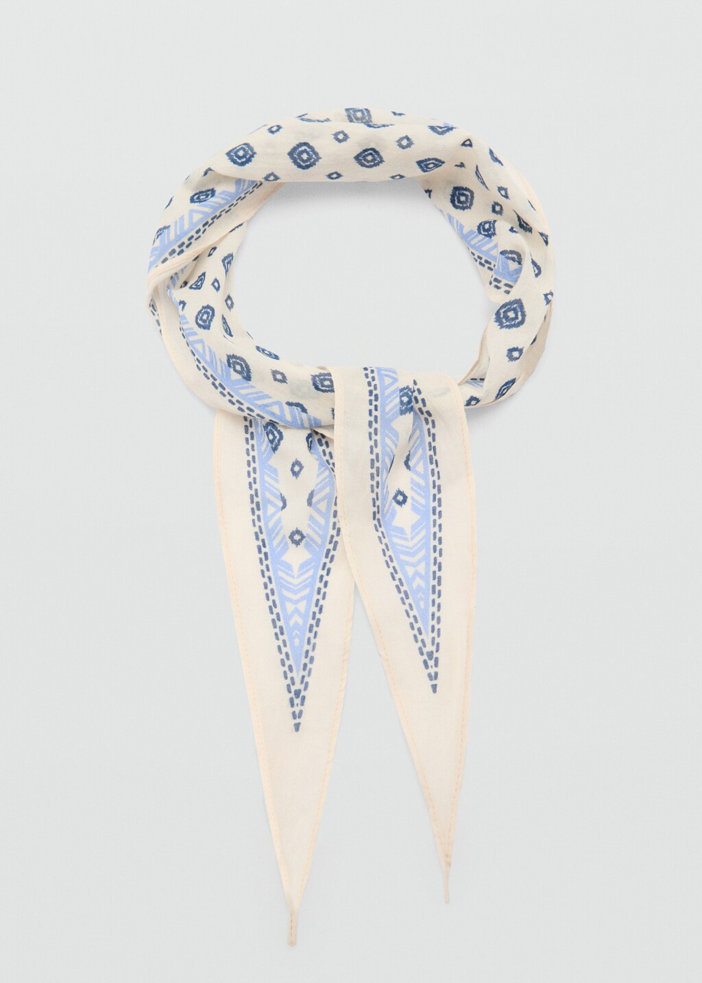 Printed cotton scarf - Blue
