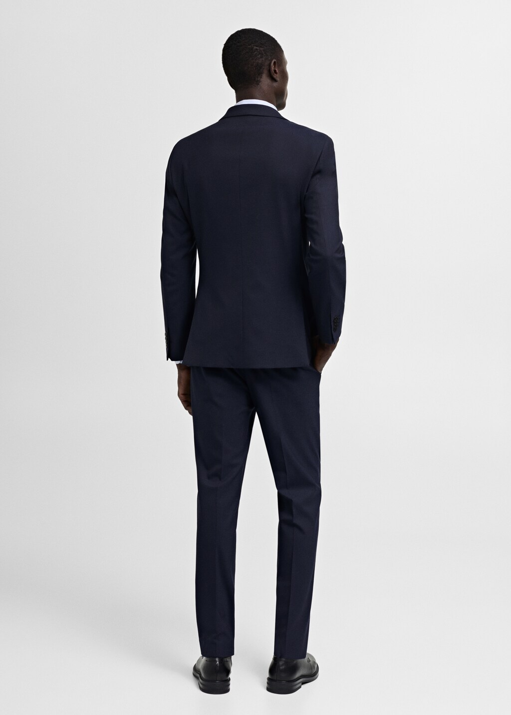 Stretch-fabric slim-fit suit jacket - Dark Navy
