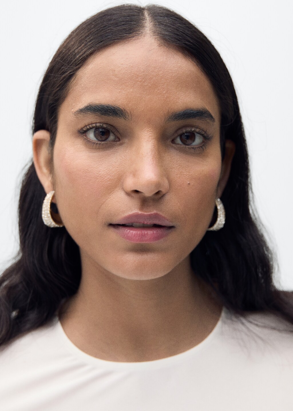 Combined-fabric long dress - Off White