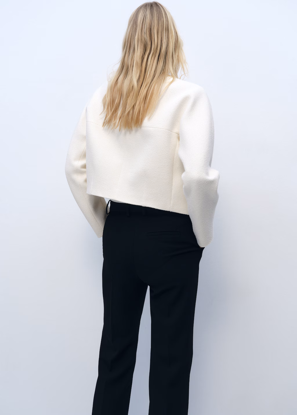 Cotton jacket with die-cut trim - White