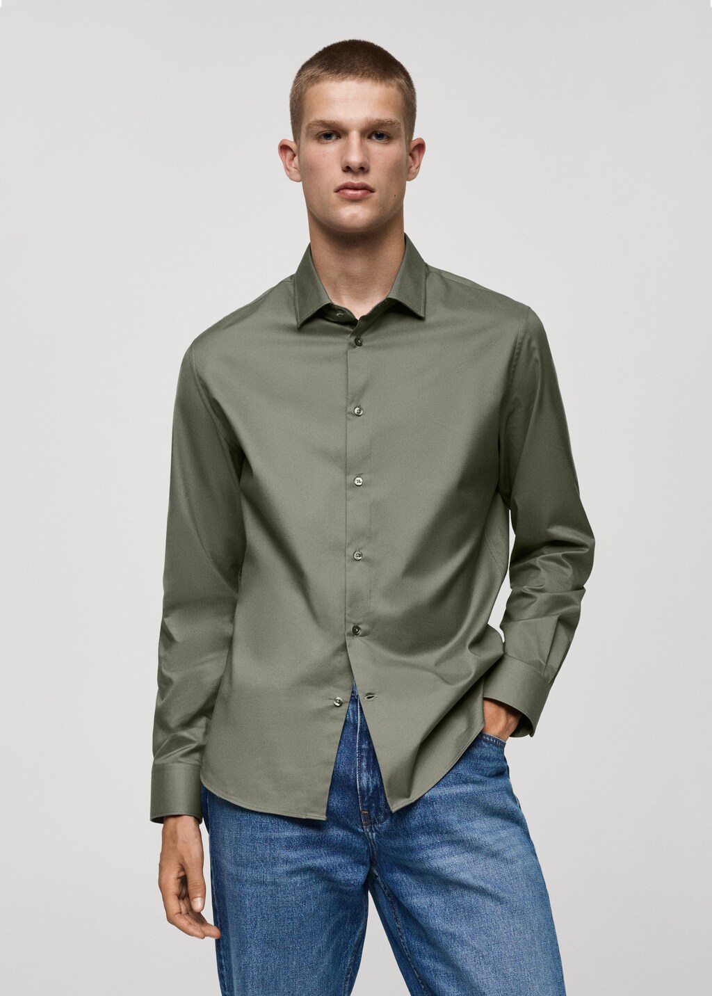 Regular-fit 100% cotton shirt - Green