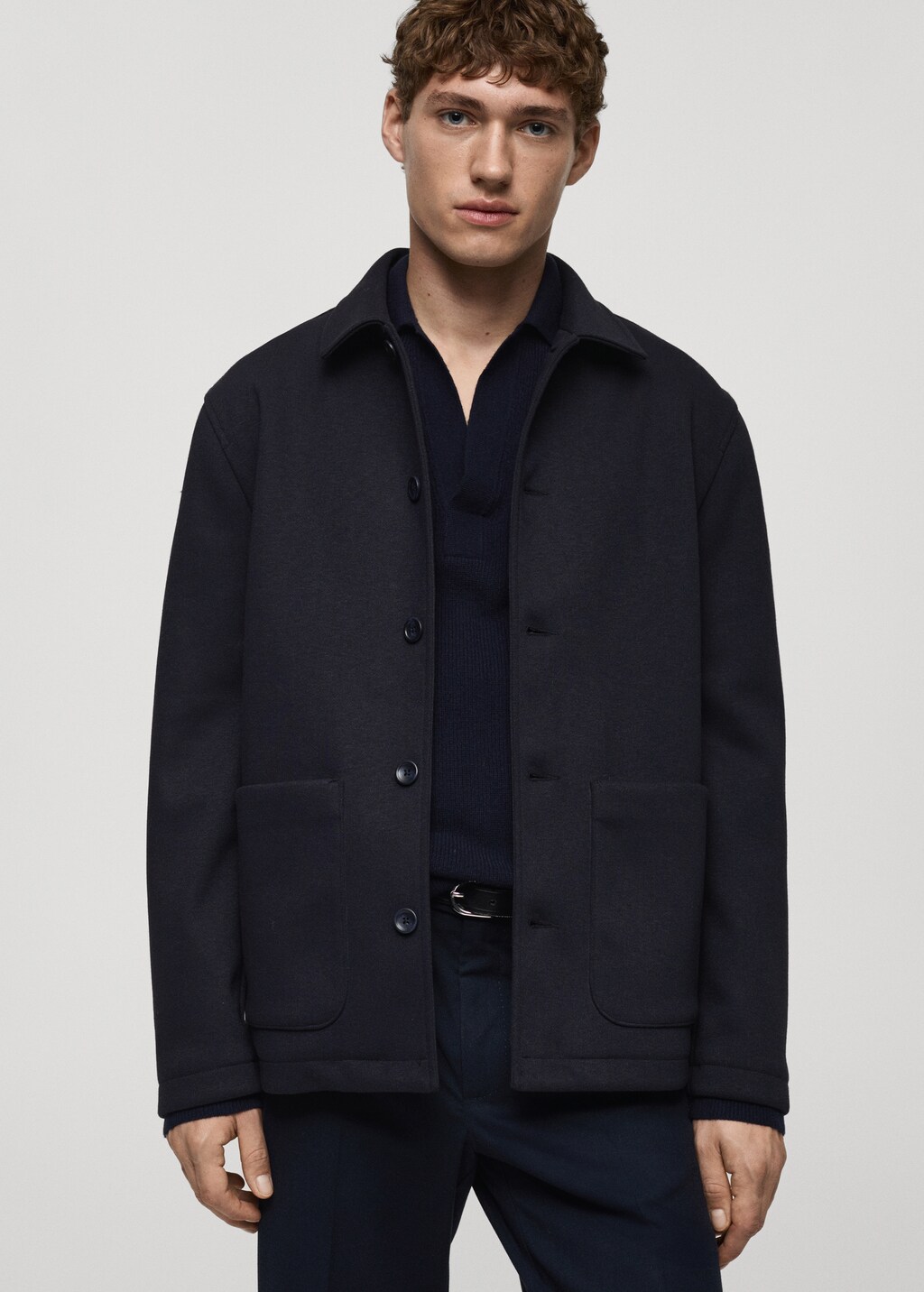 Regular-fit overshirt with pocket - Dark Navy
