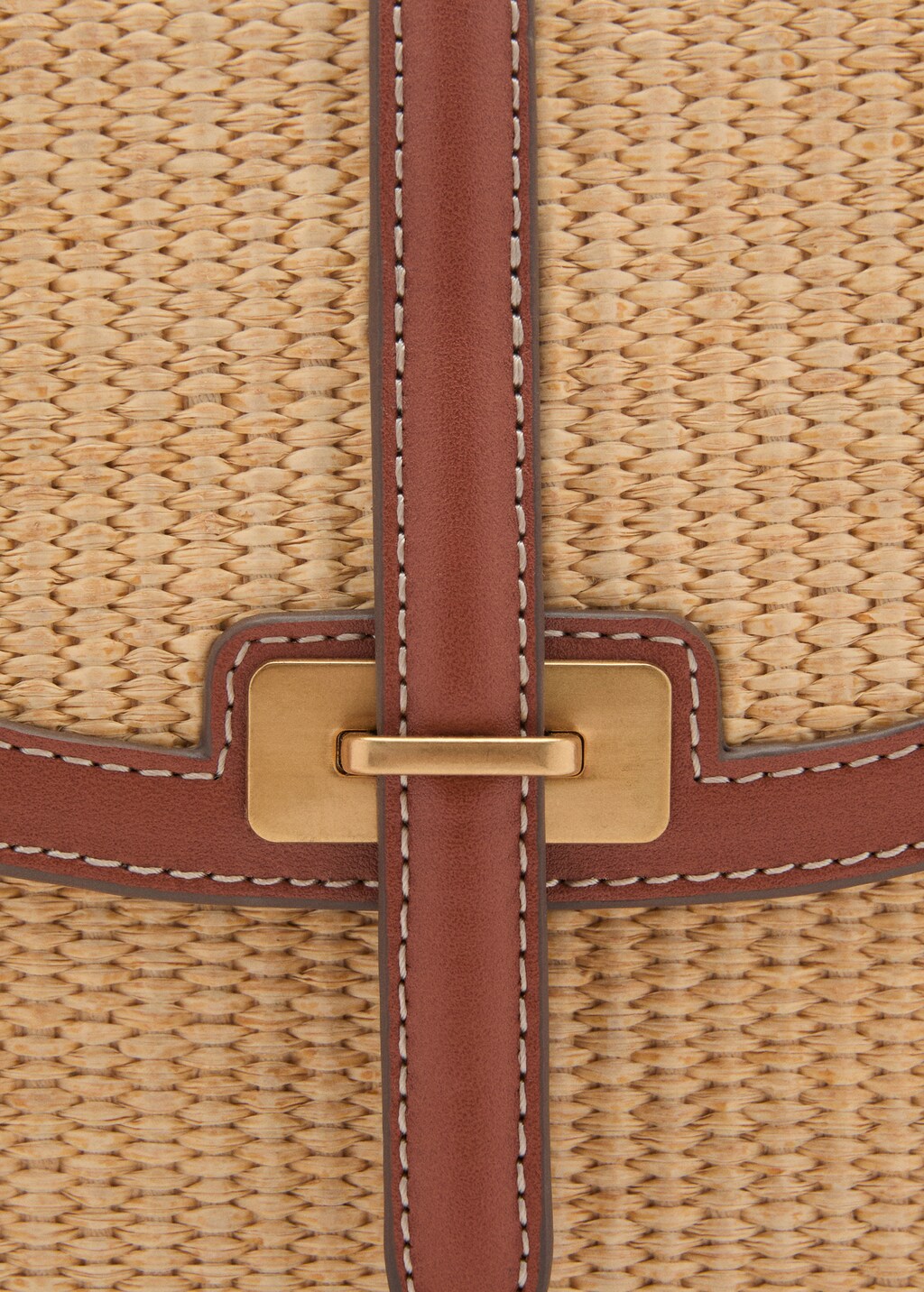 Contrasting canvas shoulder bag - Leather