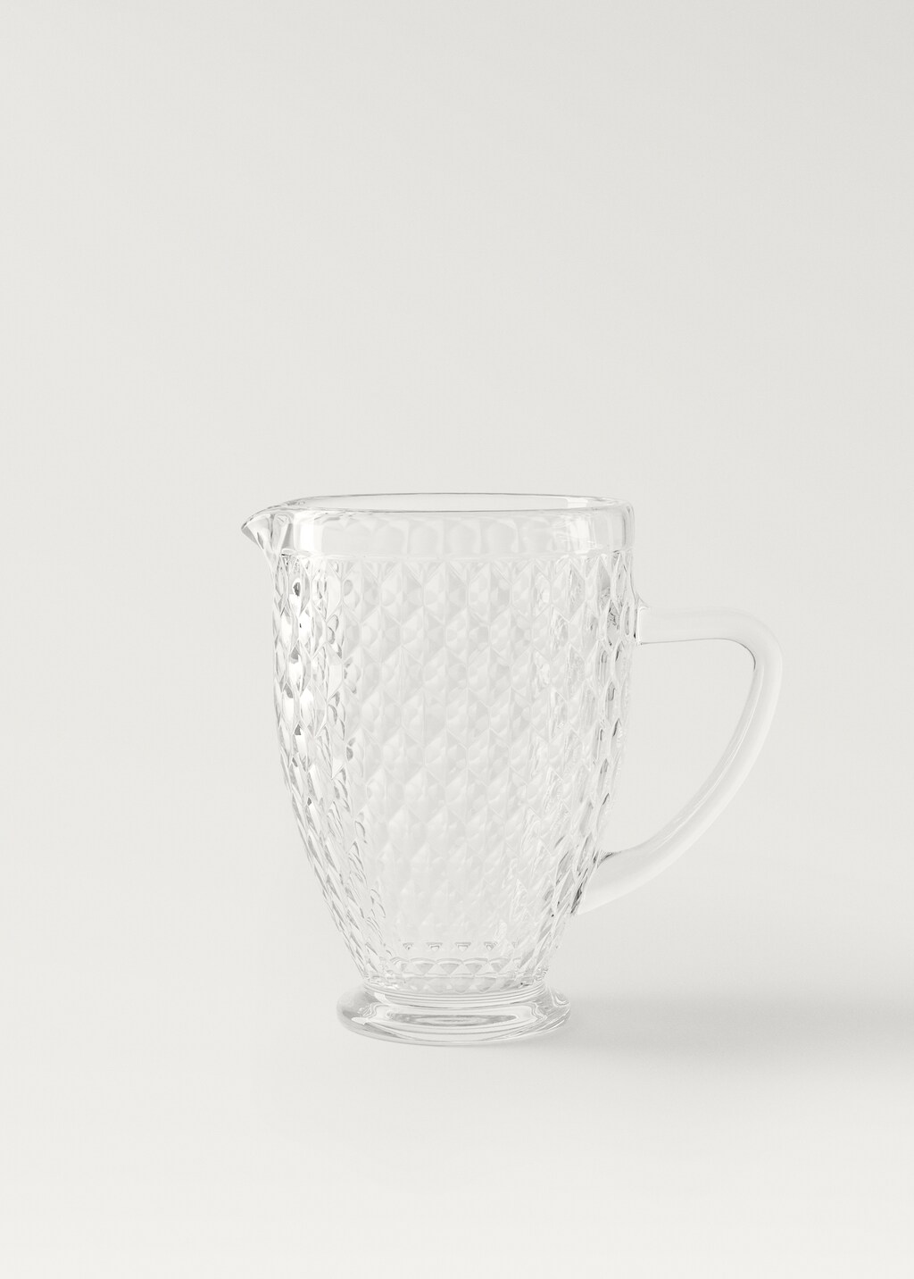 Glass jug with geometric relief - Ice Grey