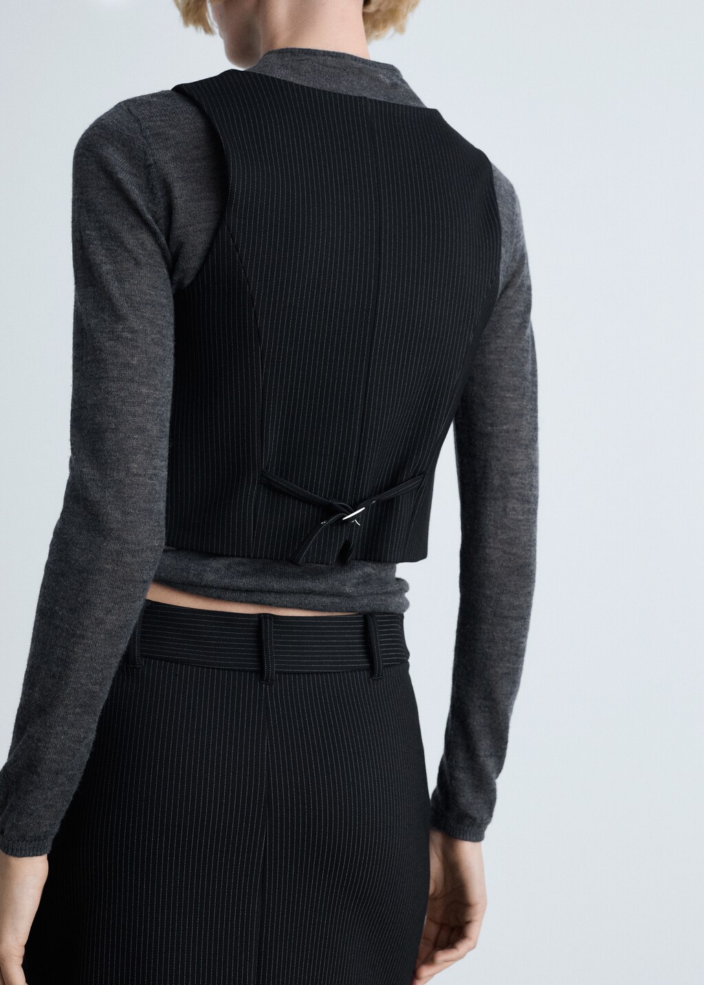 Pinstriped suit waistcoat - Black