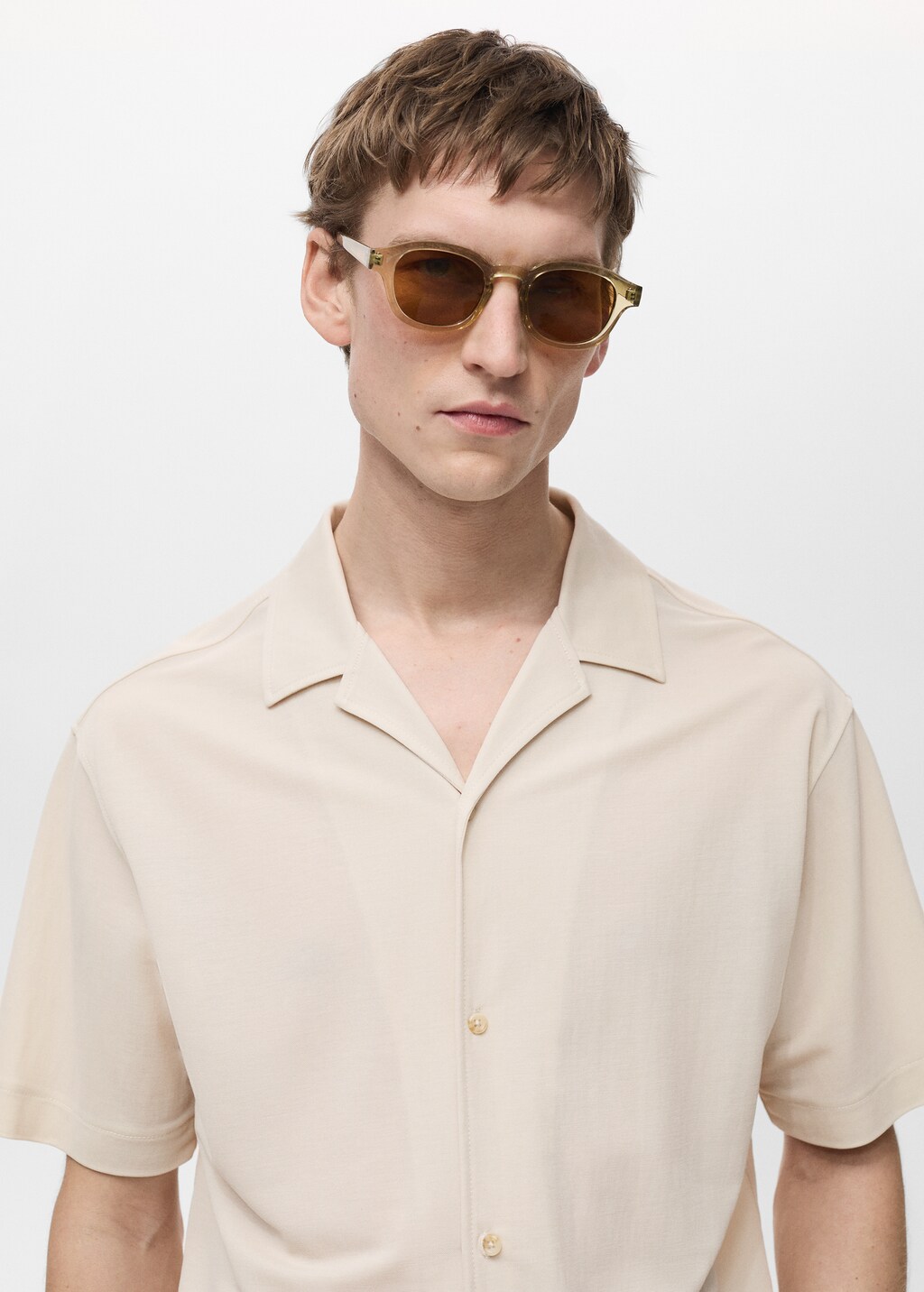 Modal shirt with bowling collar - Curry