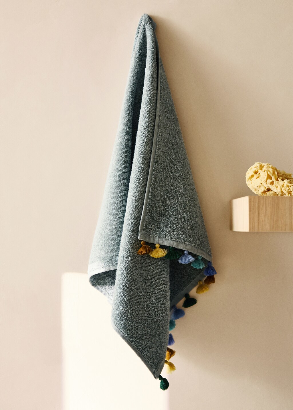 Children's bath towel cotton pompoms multicolor - Pale Pink