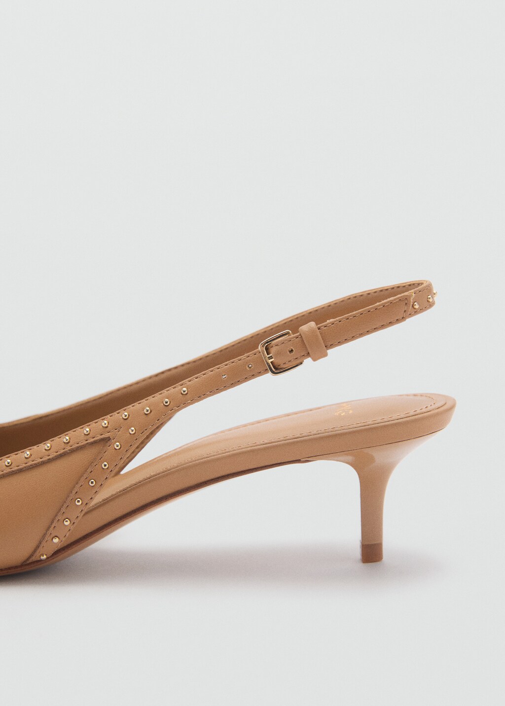 Kitten-heel shoes with stud detail - Medium Brown