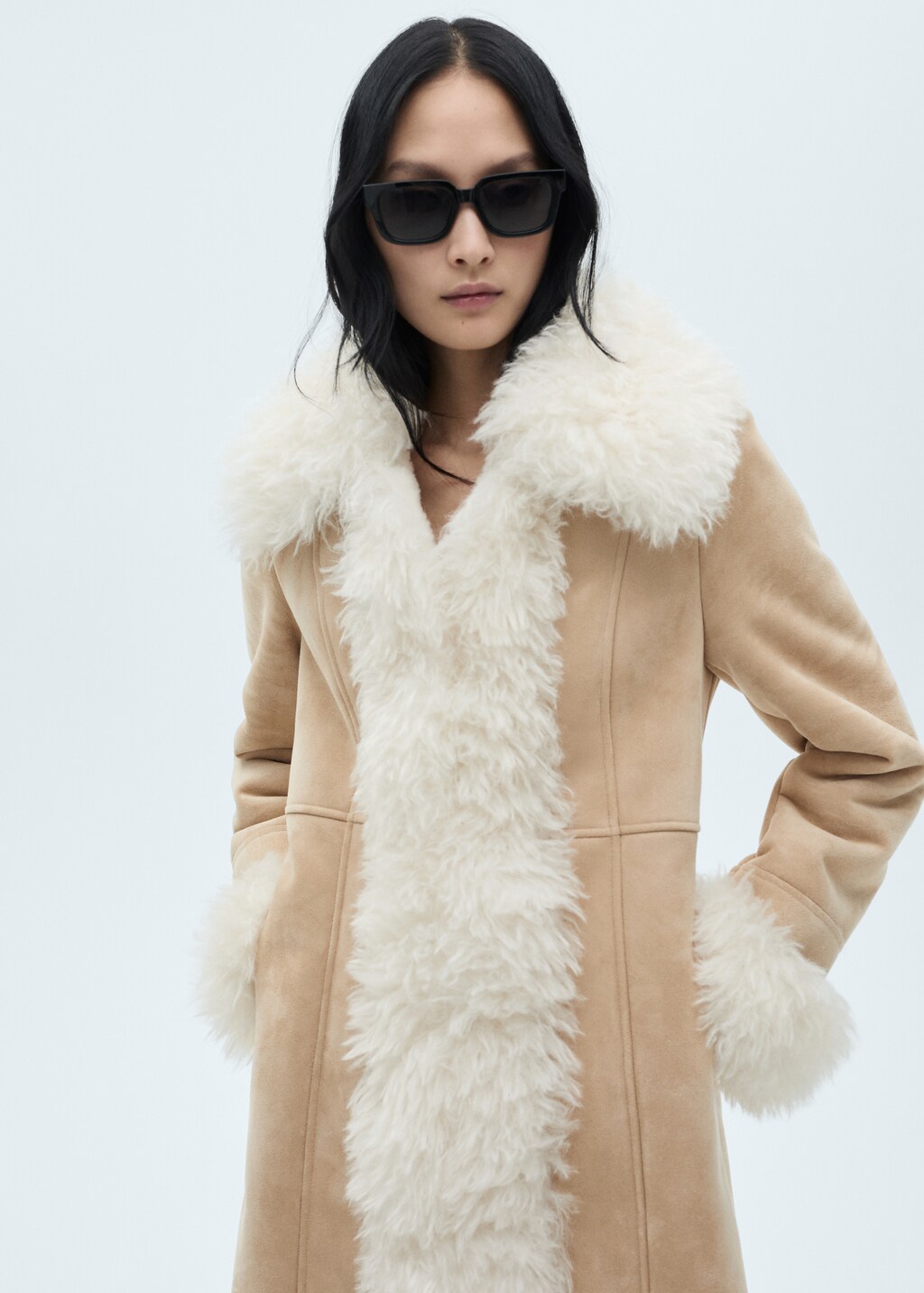 Shearling-lined coat - Beige