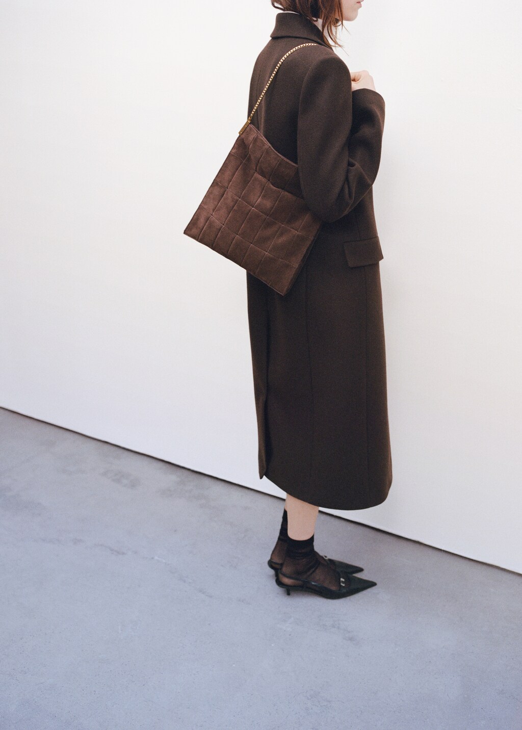 Chain suede bag - Chocolate