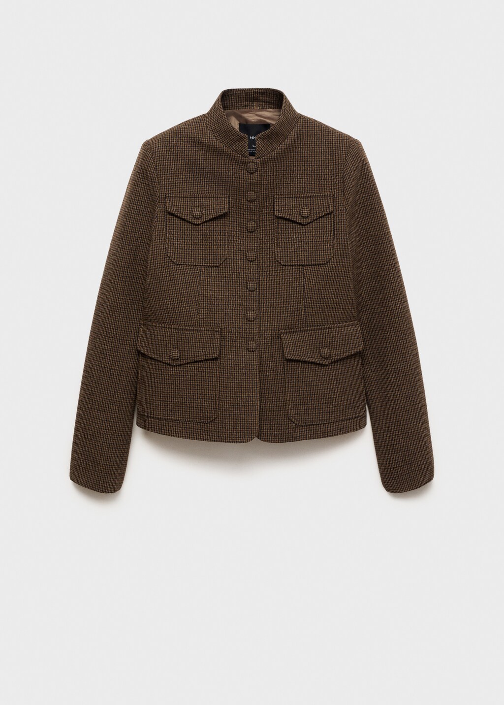 Micro-houndstooth wool jacket - Brown