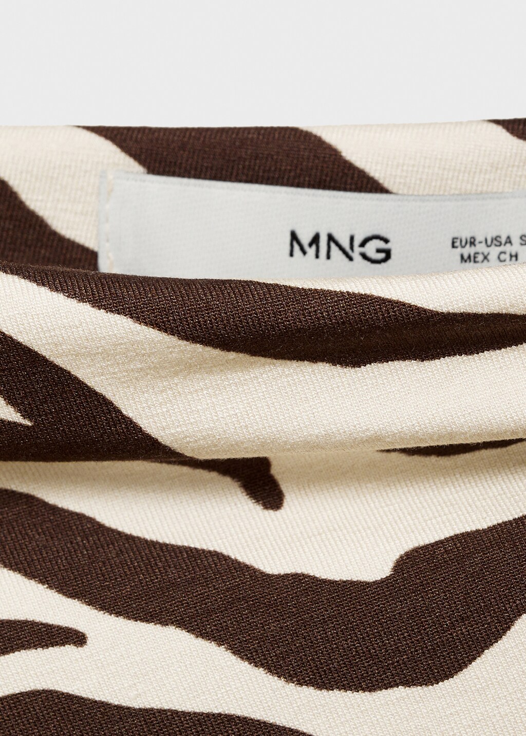 Zebra-print asymmetrical-neck t-shirt - Brown