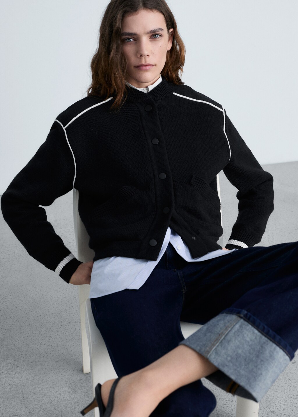 Knitted bomber jacket - Black