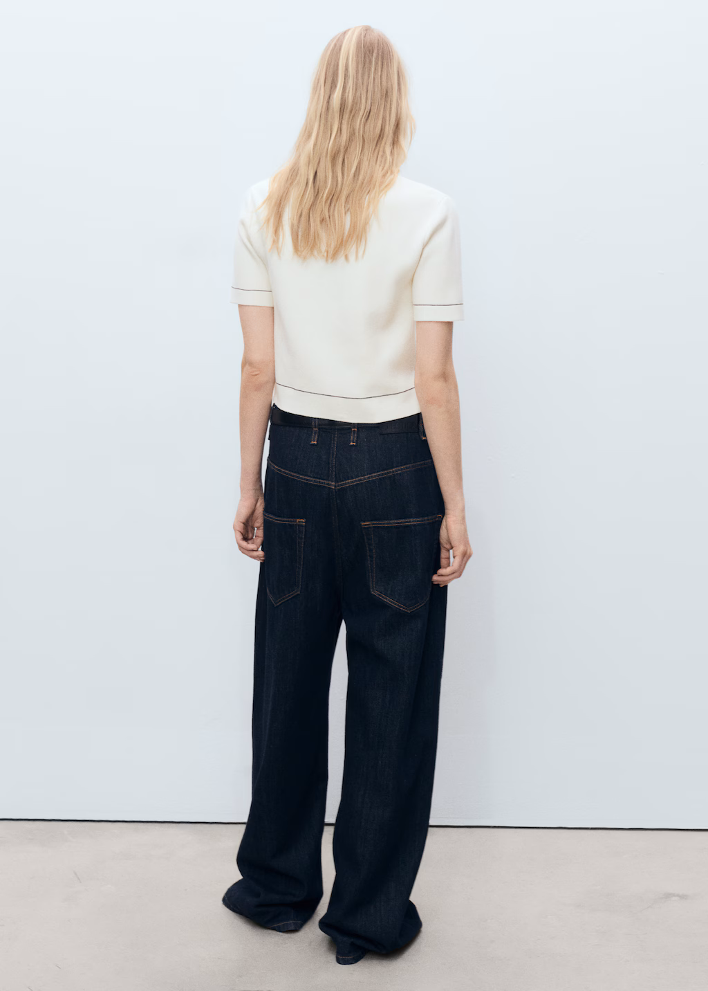 Cropped cardigan with contrasting trim - Ecru