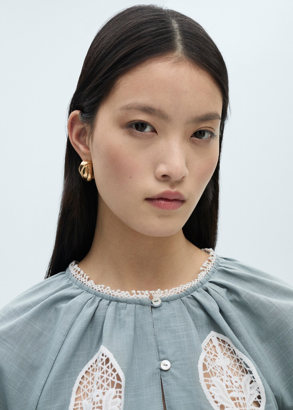 Embroidered details blouse - Blue