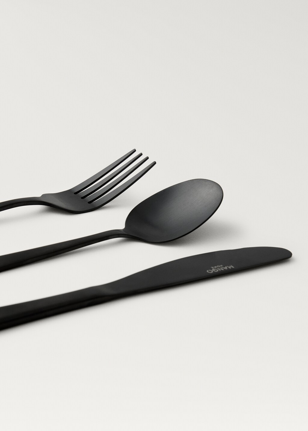 3-piece matte finish steel cutlery set - Black