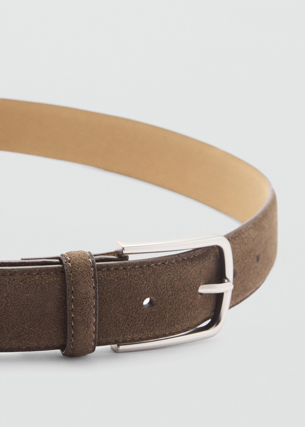 Suede leather belt - Medium Brown
