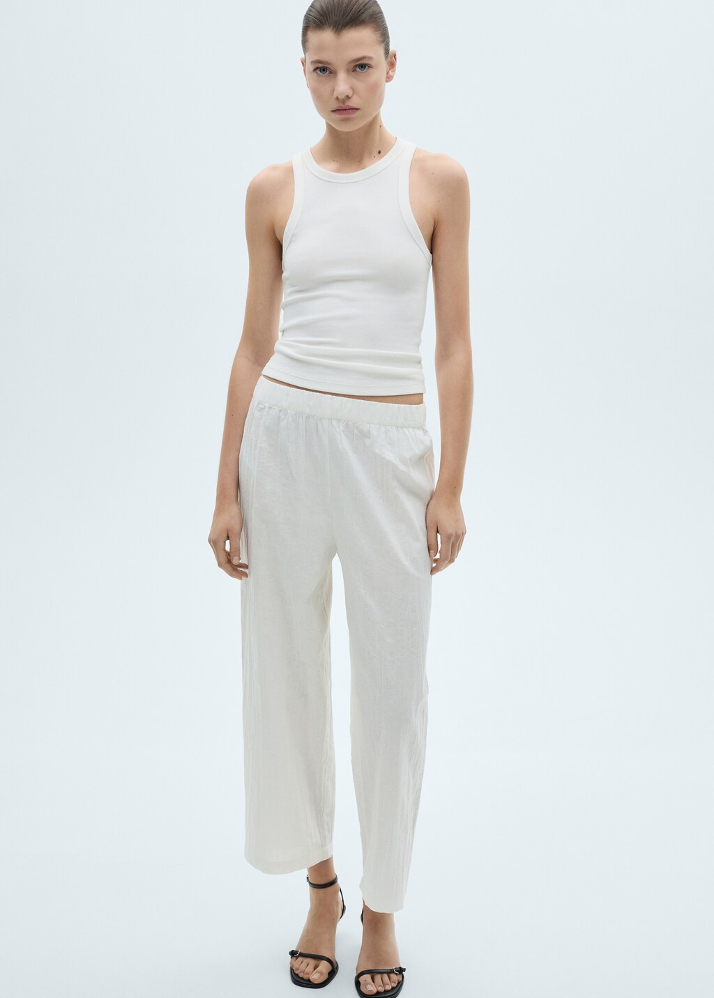 Linen-blend culotte suit trousers - White