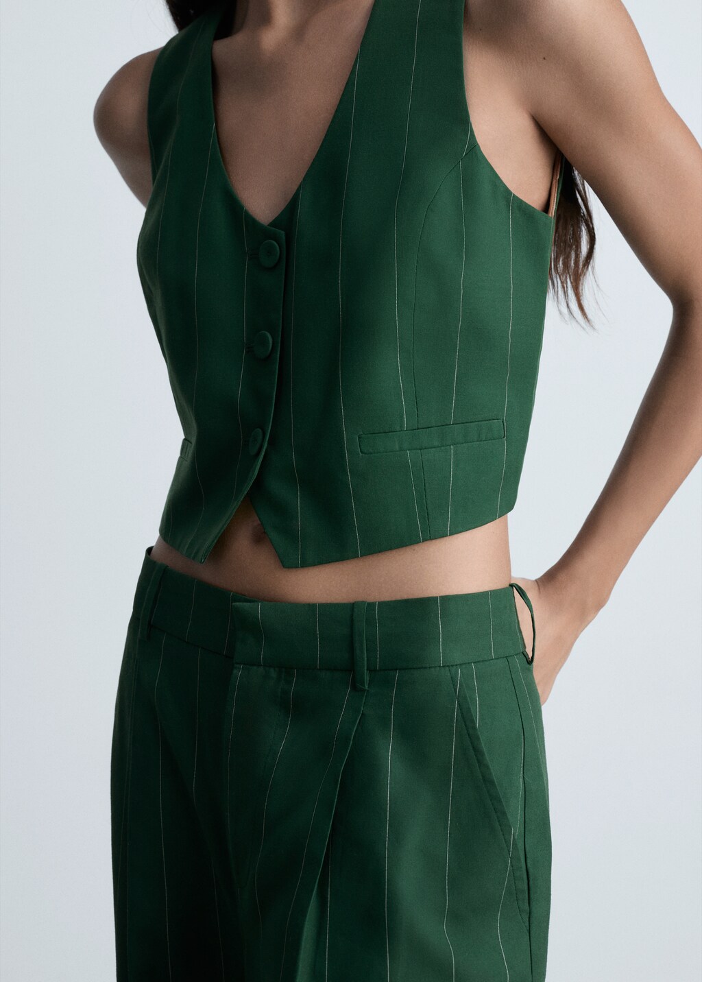 Pinstripe suit trousers - Green