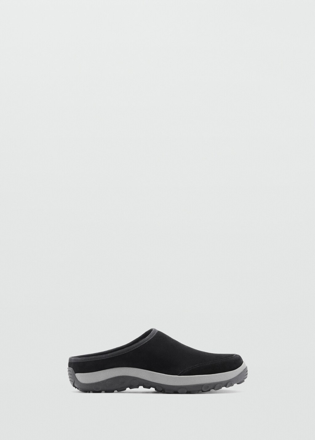 Leather clogs with track sole - Black