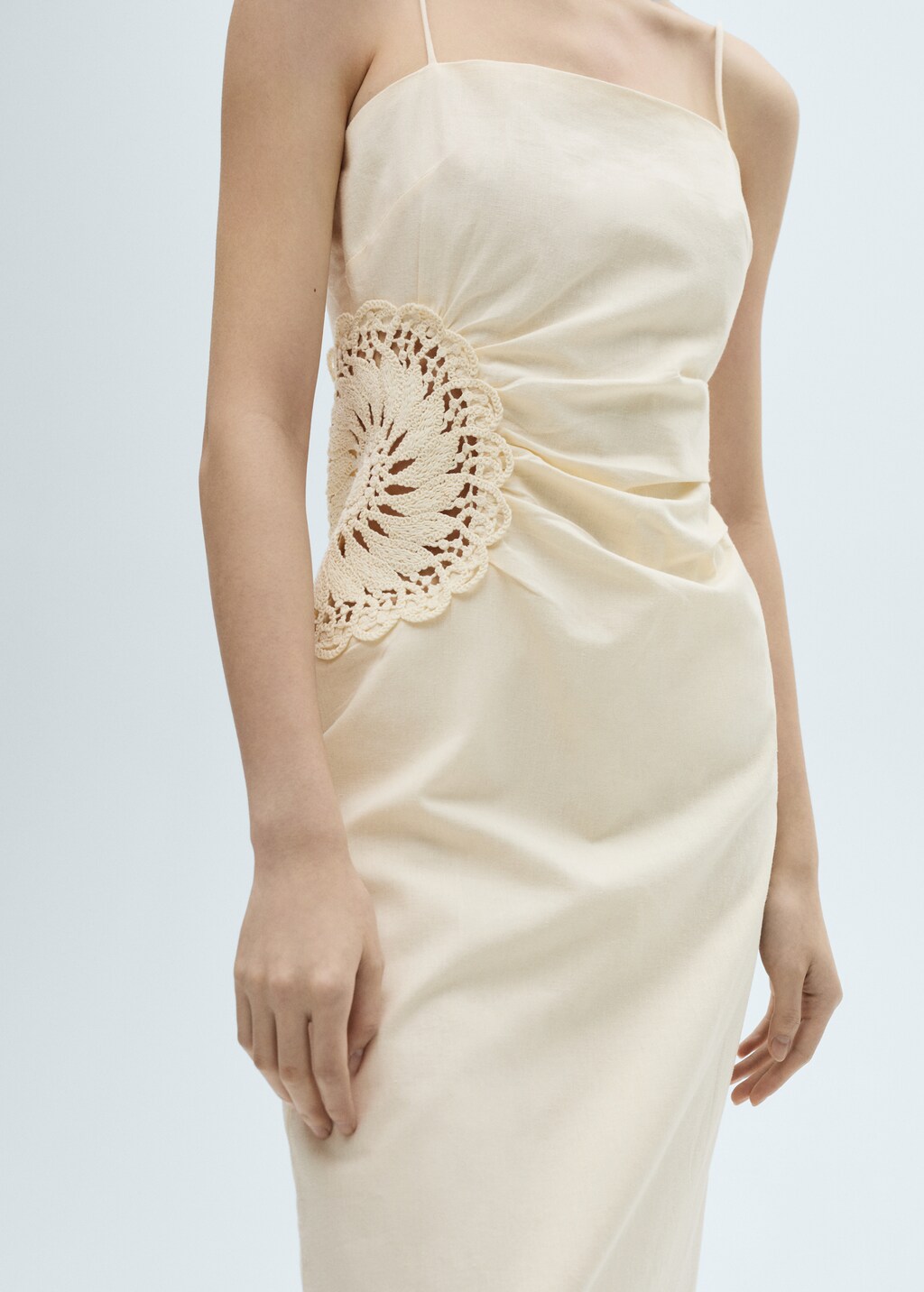 Openwork floral midi-dress - Ecru