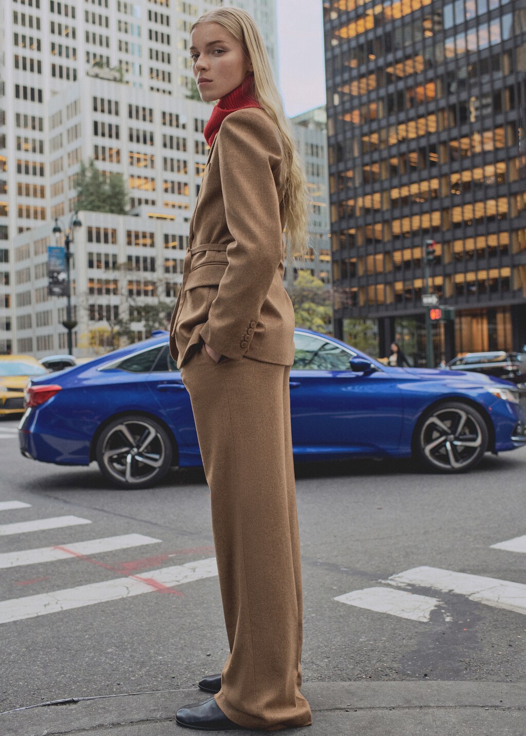 Wool-blend suit trousers - Tobacco Brown