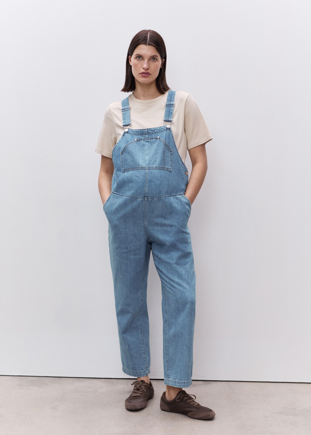 Maternity denim dungarees - Medium Blue