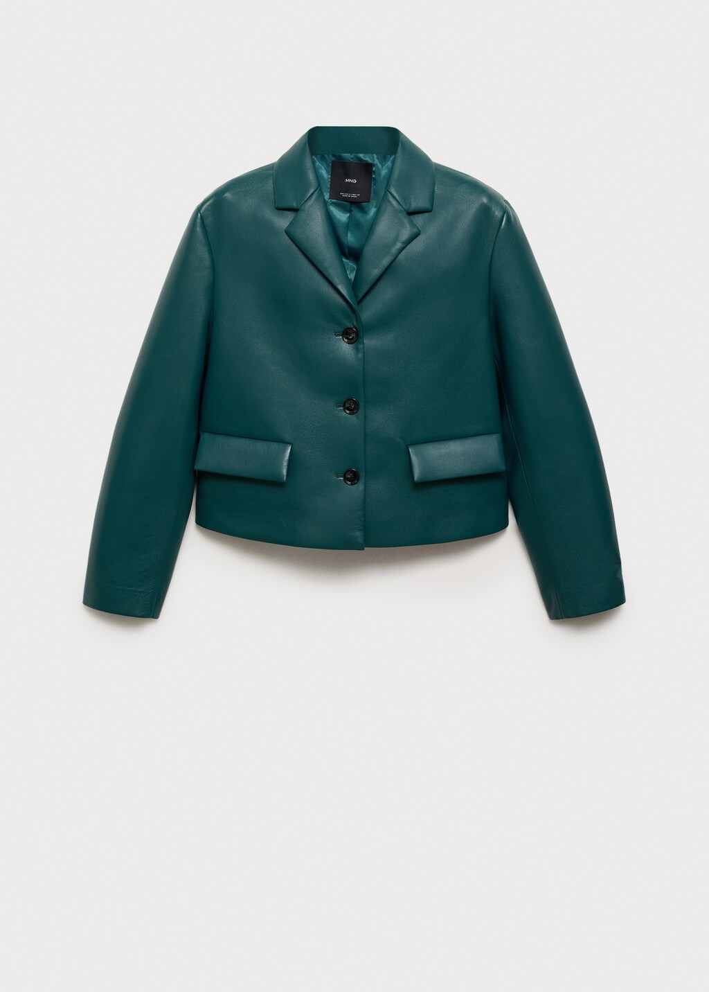 Jacket with flap pockets and leather effect - Blue