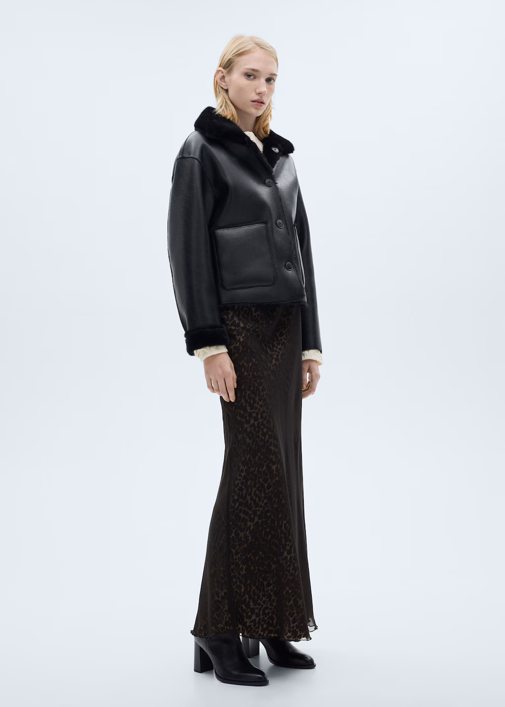 Leopard-print flared skirt - Black