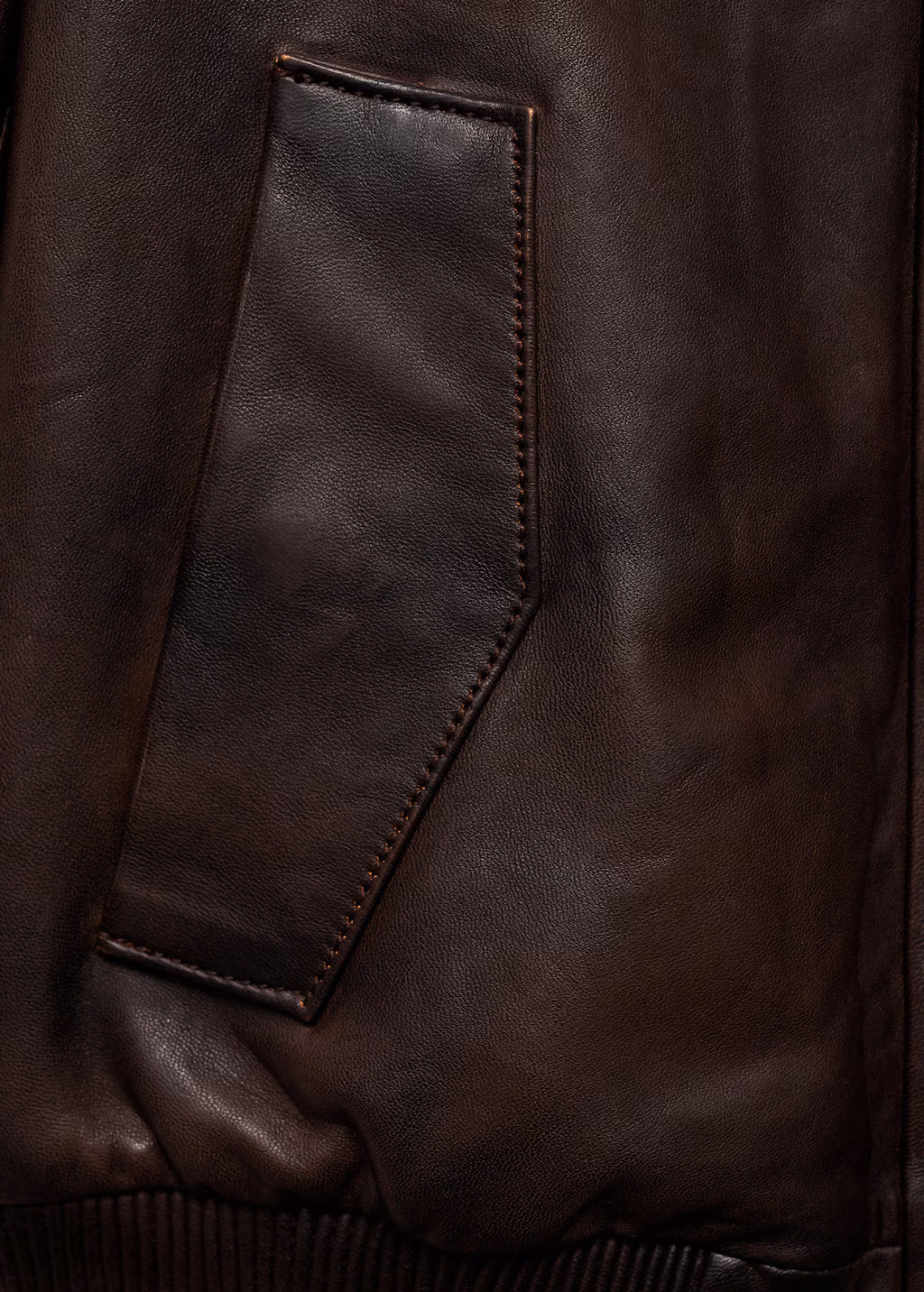 Leather bomber jacket - Brown