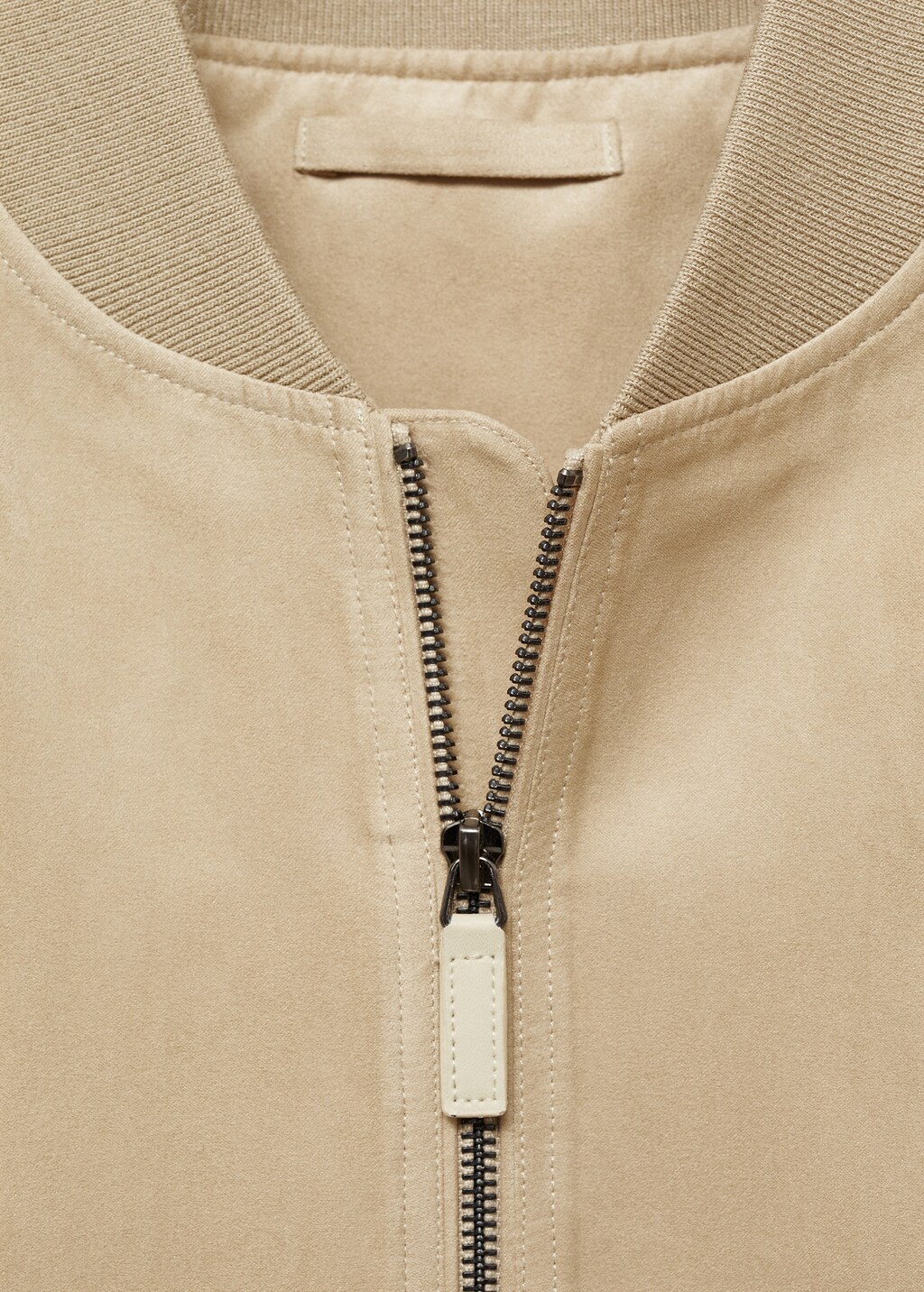 Suede-effect bomber jacket - Cognac