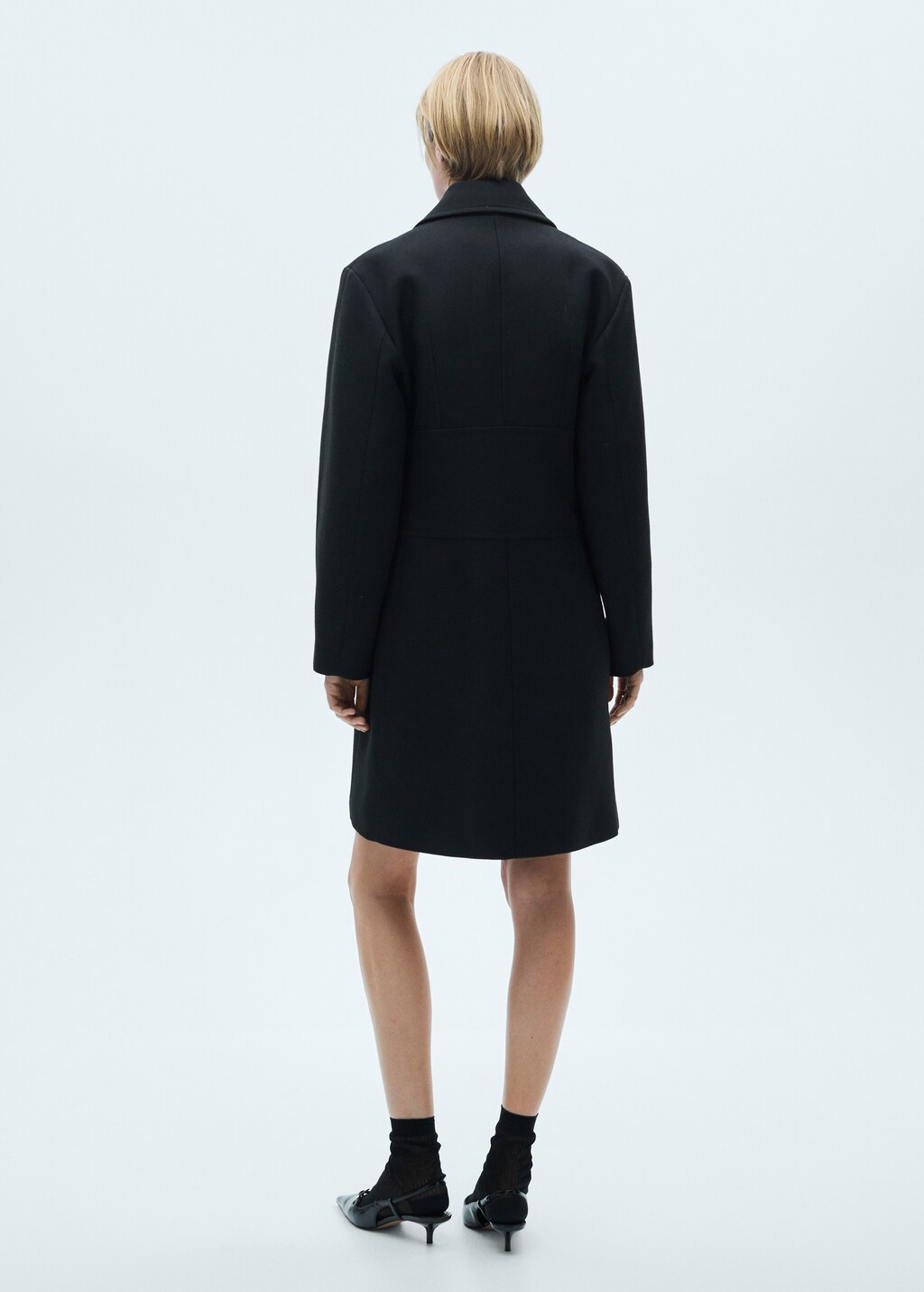 Zip straight-cut coat - Black