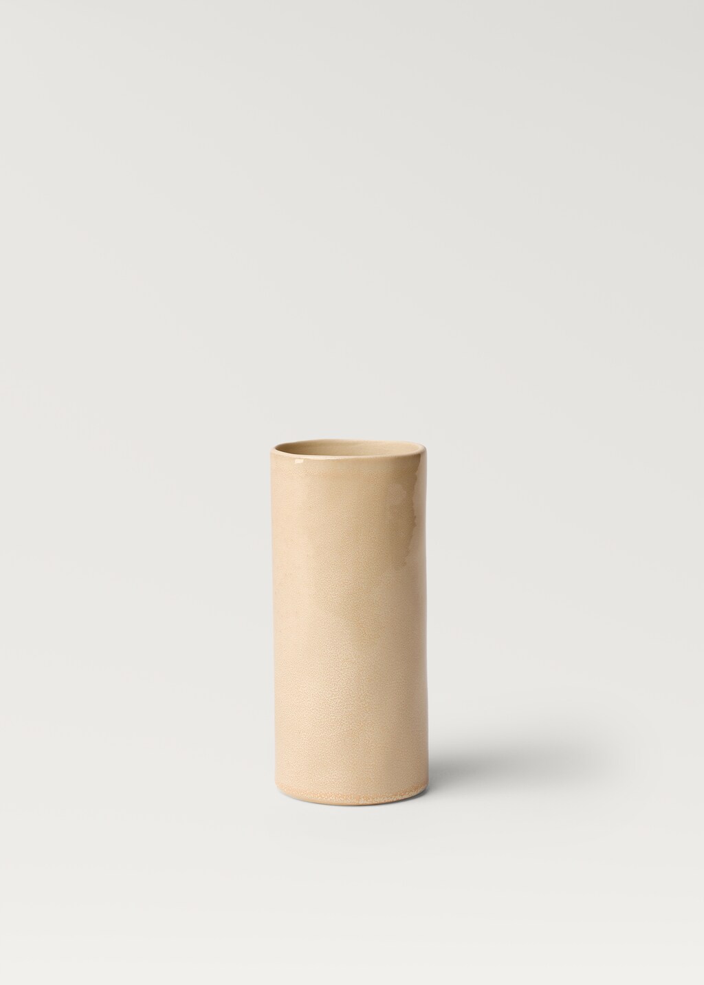 Stoneware cylindrical vase 20cm - Beige