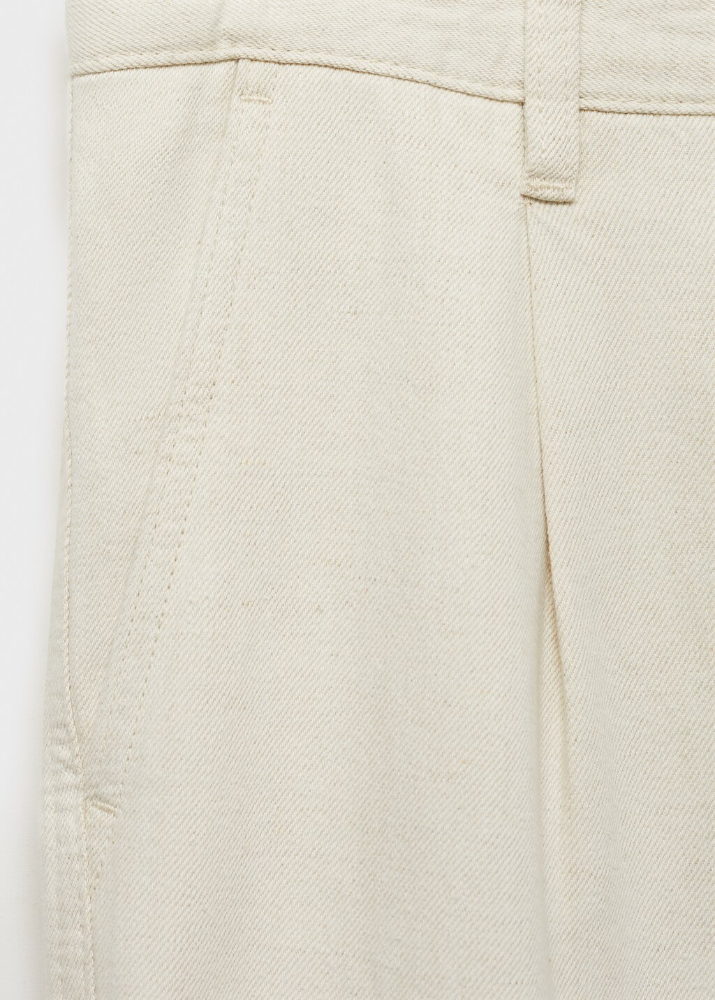 Regular-fit pleated cotton-linen jeans - Ecru