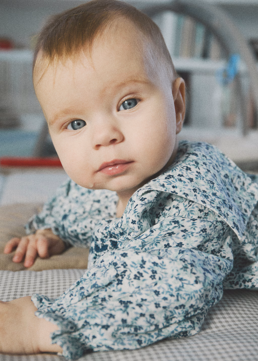 Ruffled cotton frock and dress - Blue
