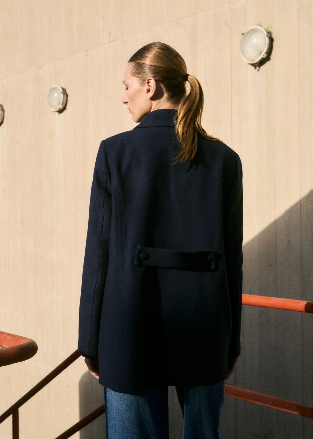 Double-breasted lapels coat - Dark Navy