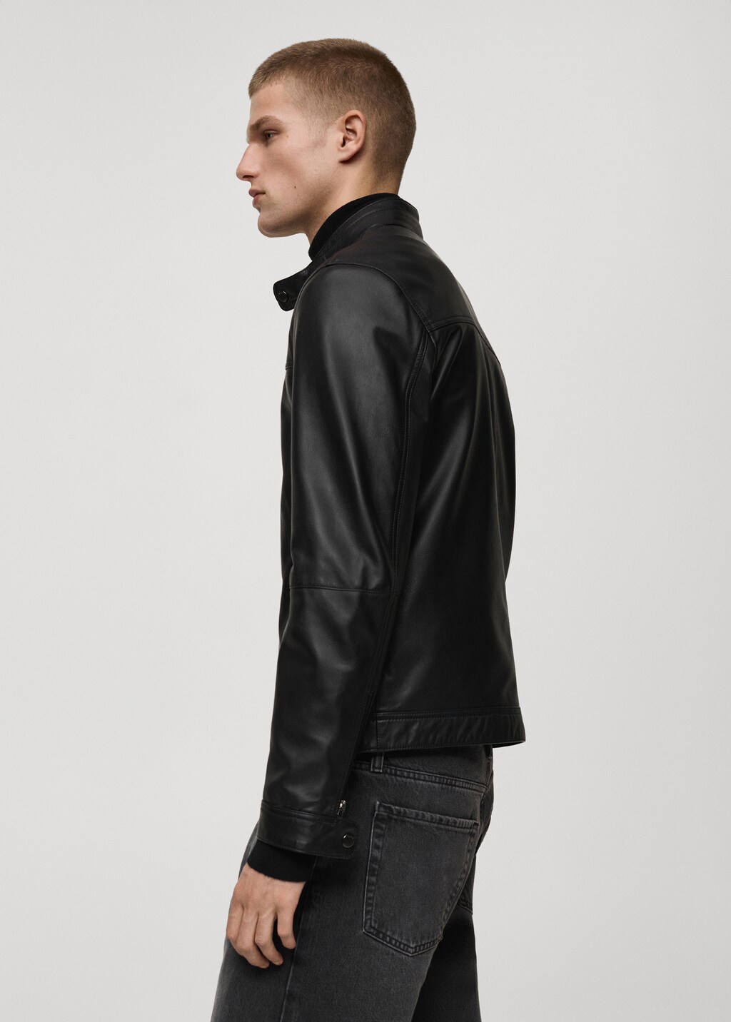 Nappa leather biker jacket - Black