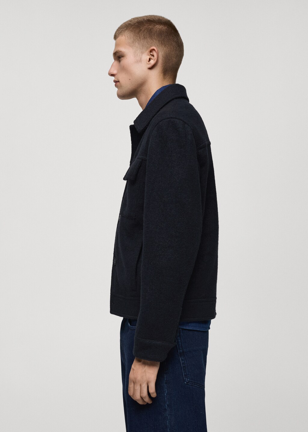 Wool jacket with pockets - Dark Navy