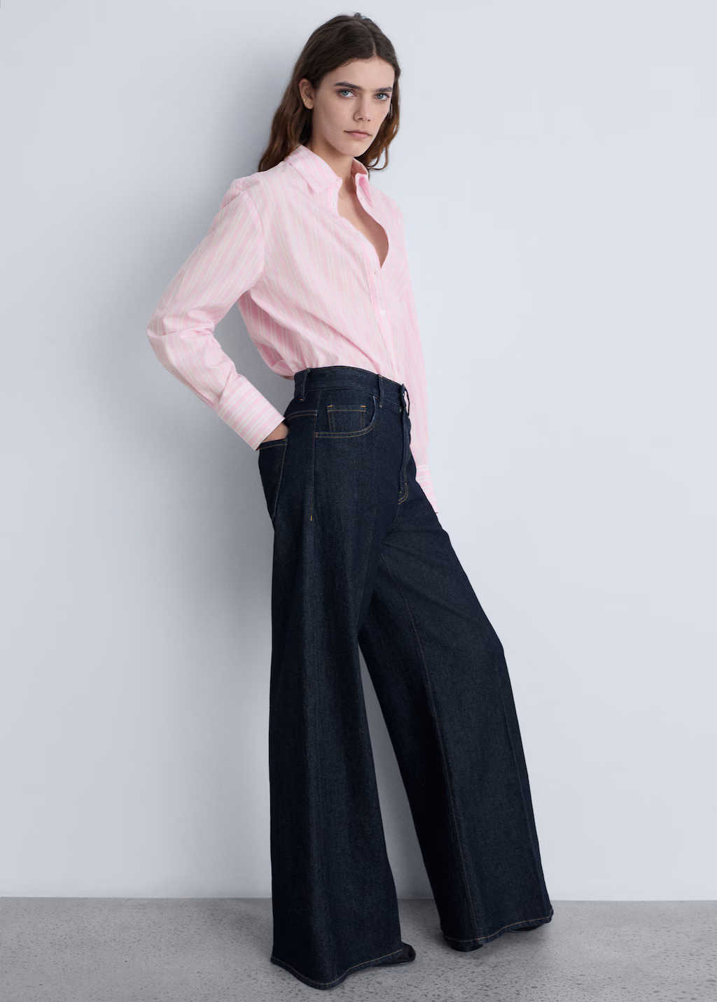 Striped straight shirt - Pink