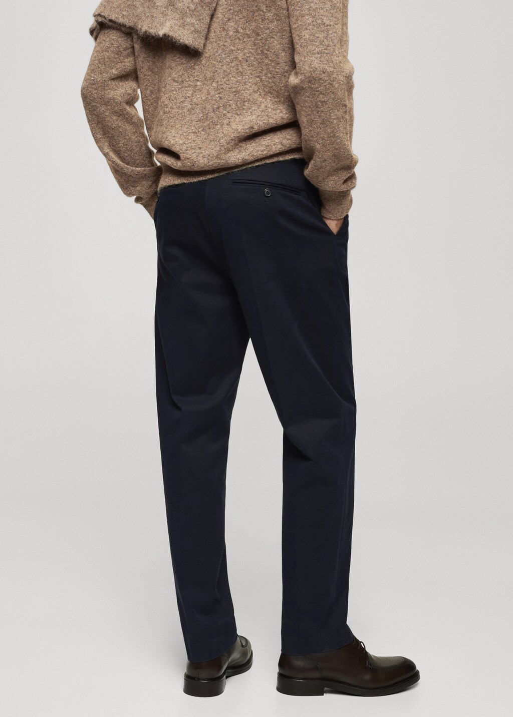 Cotton twill pleated trousers - Ecru