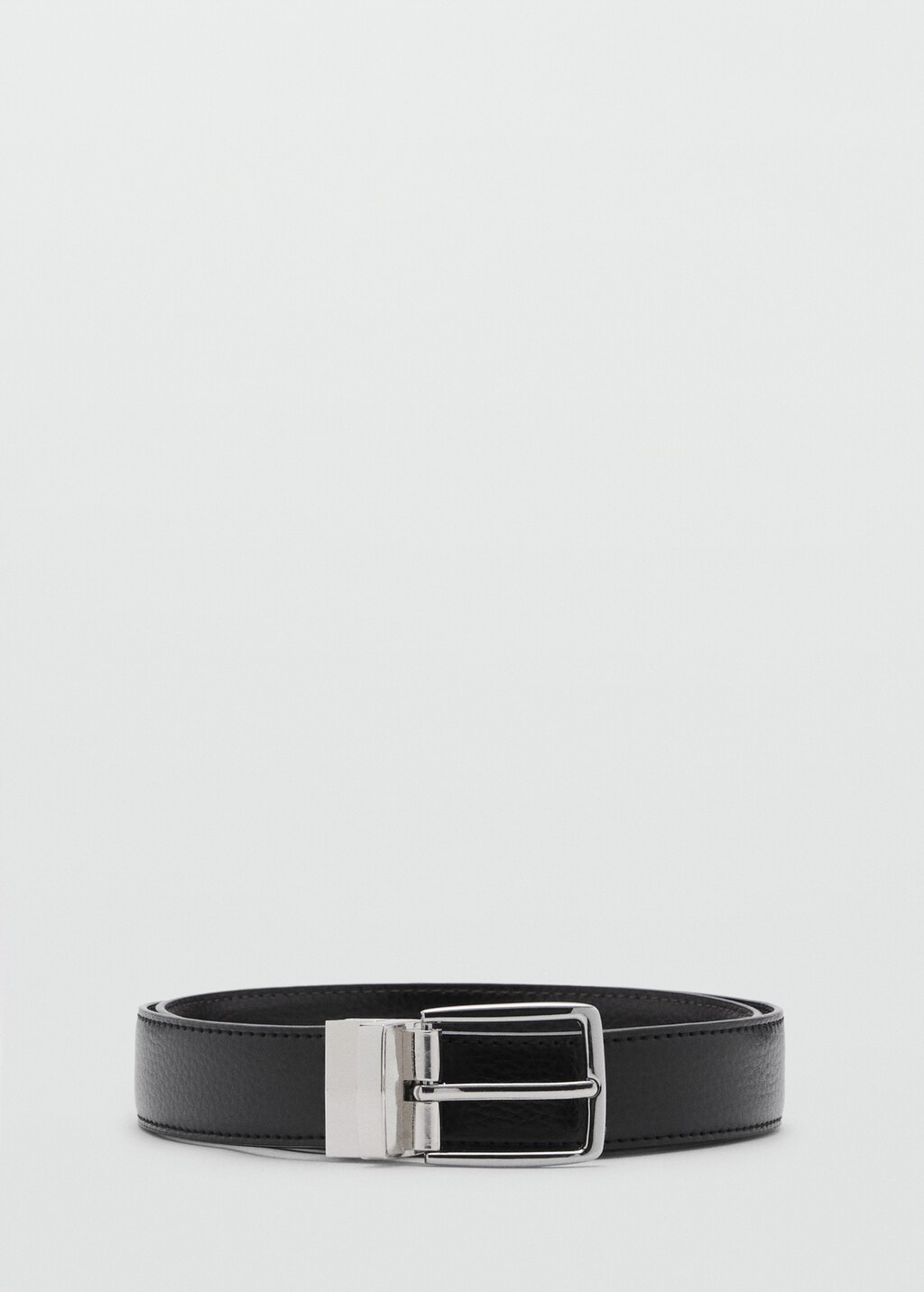 Reversible pebble leather belt - Black