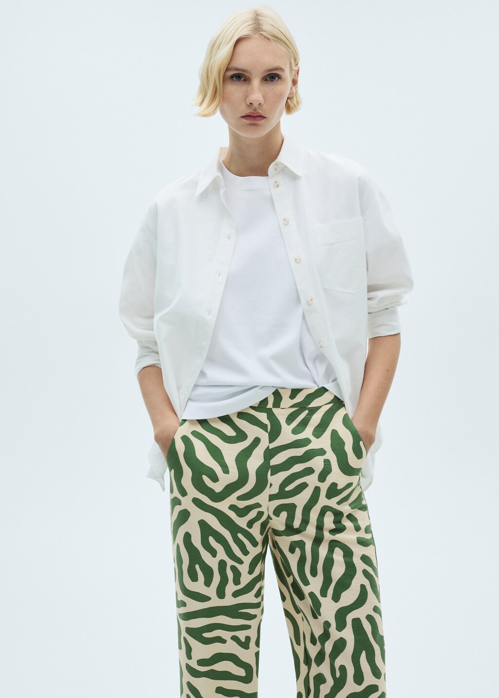 Printed straight trousers - Green