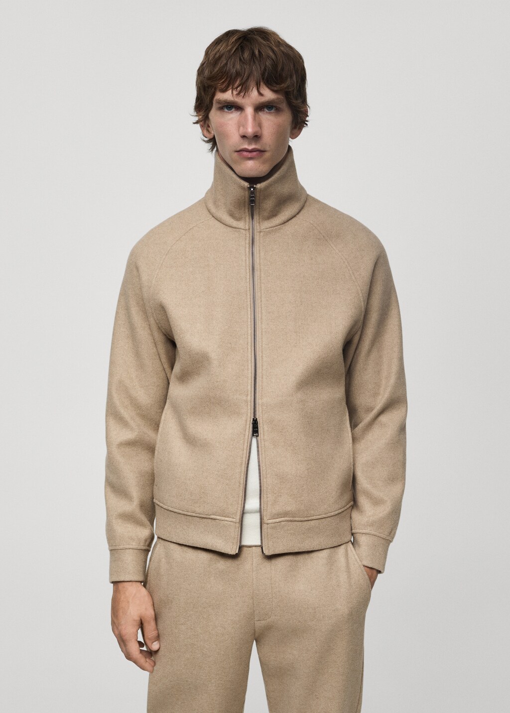 Regular-fit jacket with zip - Beige