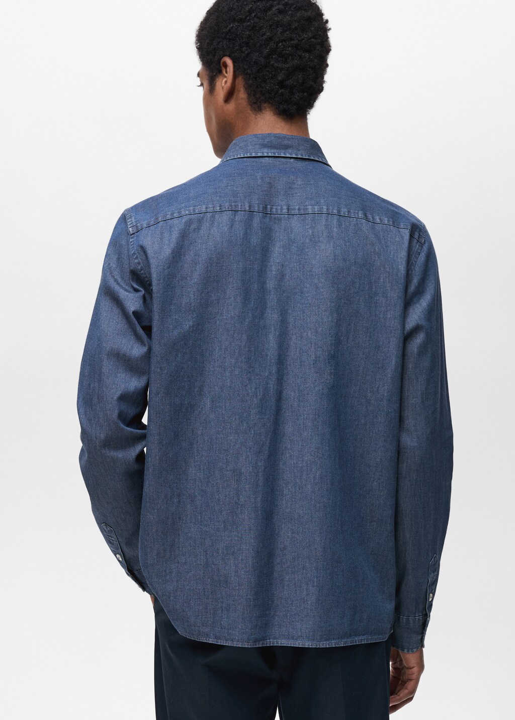 100% cotton chambray shirt - Dark Blue