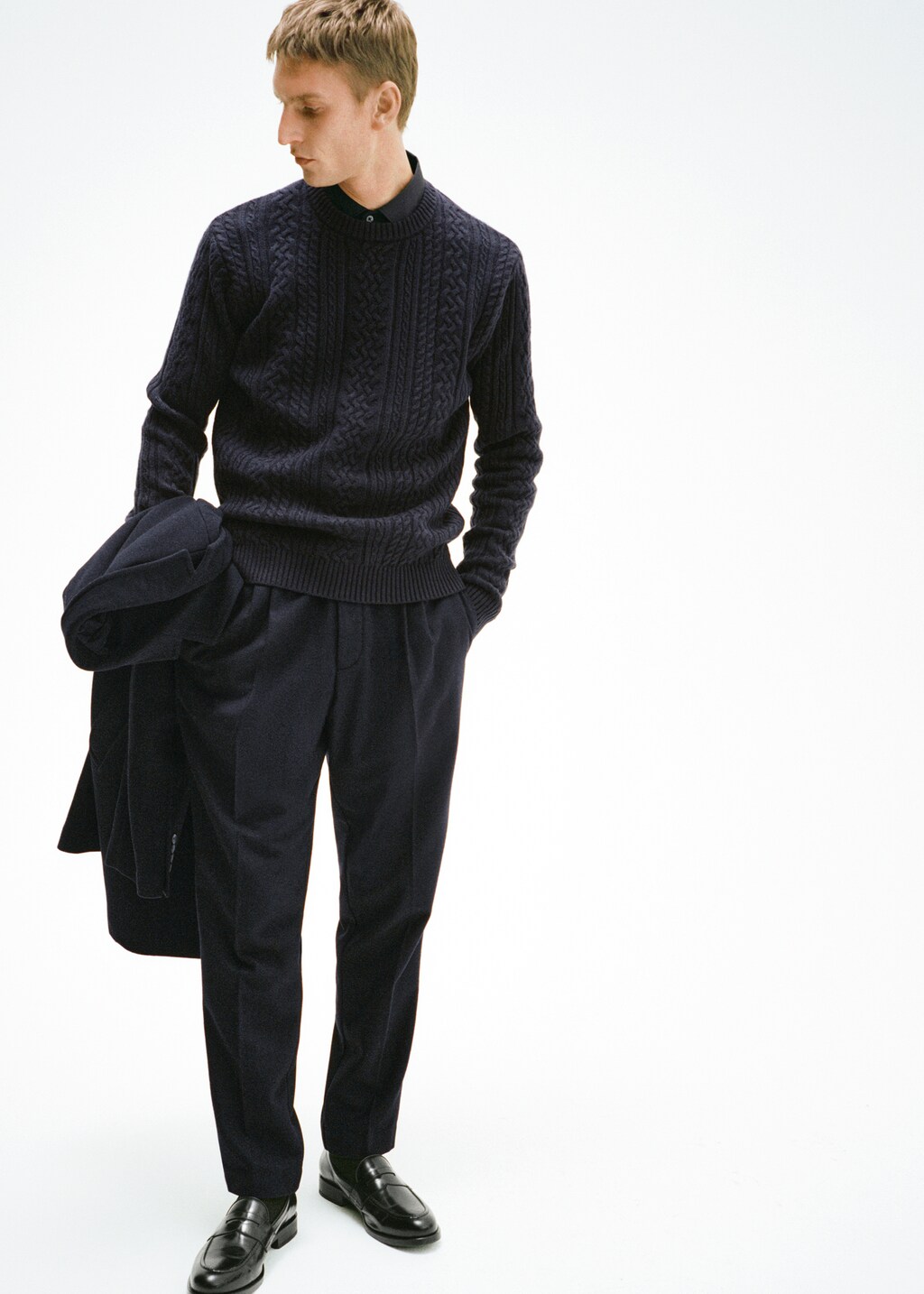 Braided knitted sweater - Dark Navy