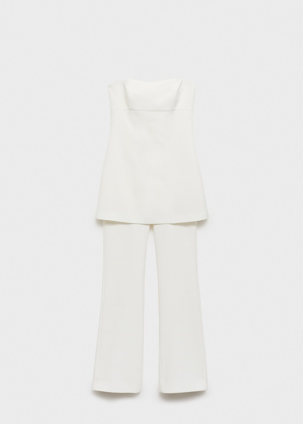 Combined strapless jumpsuit - Ecru