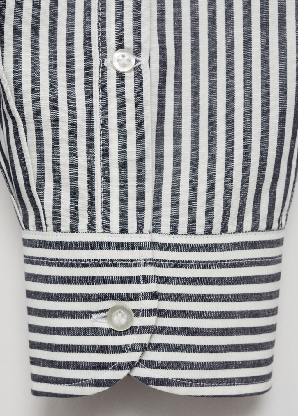 Regular-fit striped cotton-linen shirt - Khaki