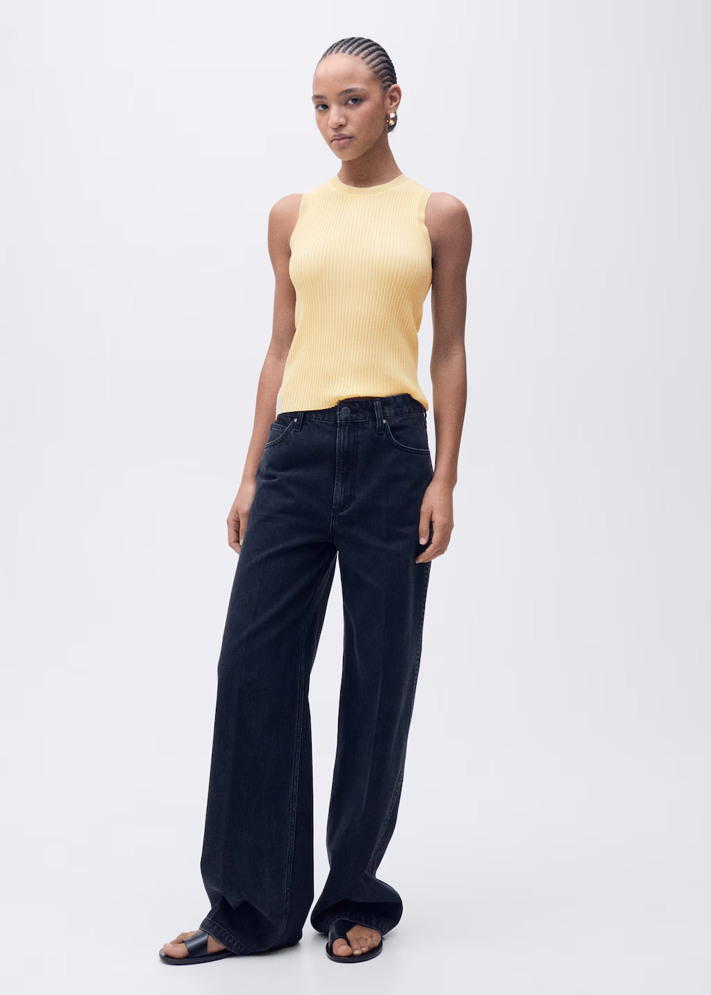 Ribbed knit top - Sky Blue