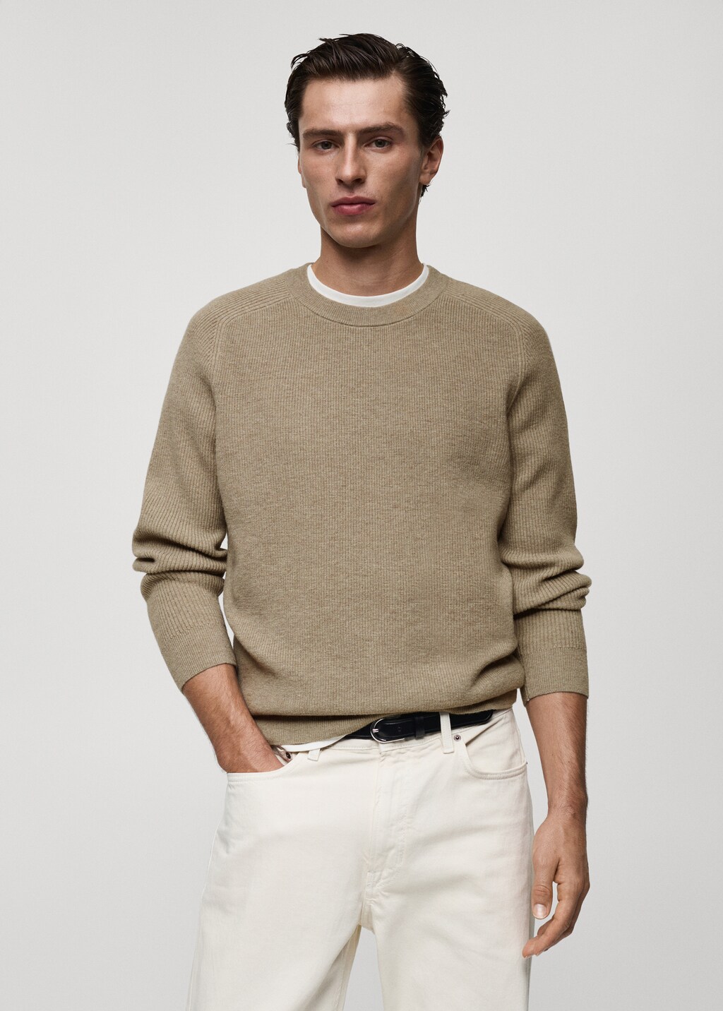 Ribbed wool sweater - Mink Grey